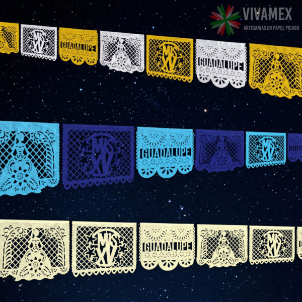 Tiras de papel picado XV años (Mod. 1)